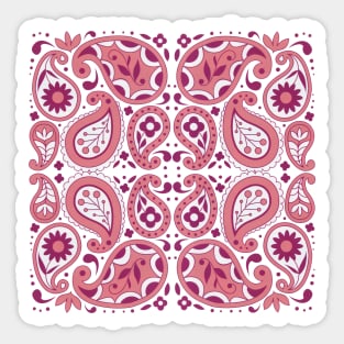 Pink Paisley Abstract Flowers Tear Drops Sticker